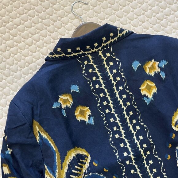 NWOT Farm Rio unisex Blue Pineapple Ikat Blazer Size L 100% Cotton - Picture 14 of 16